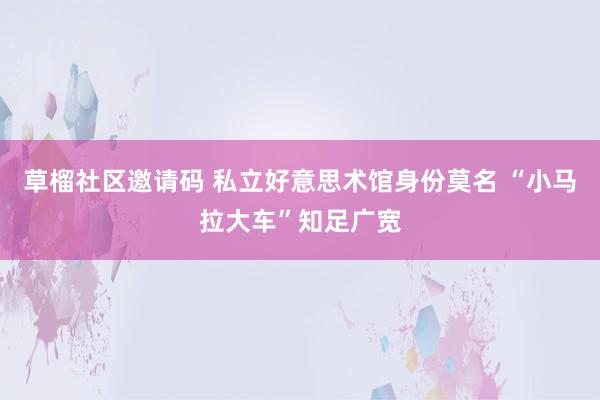 草榴社区邀请码 私立好意思术馆身份莫名 “小马拉大车”知足广宽