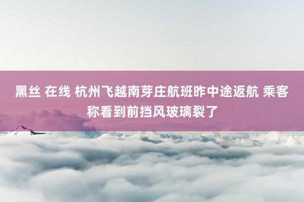 黑丝 在线 杭州飞越南芽庄航班昨中途返航 乘客称看到前挡风玻璃裂了