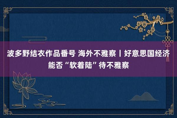 波多野结衣作品番号 海外不雅察丨好意思国经济能否“软着陆”待不雅察