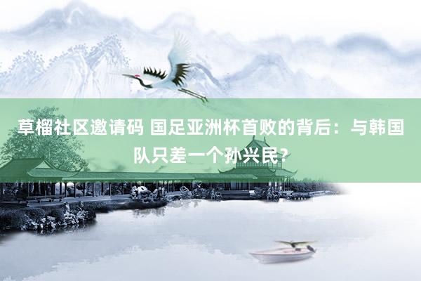 草榴社区邀请码 国足亚洲杯首败的背后：与韩国队只差一个孙兴民？