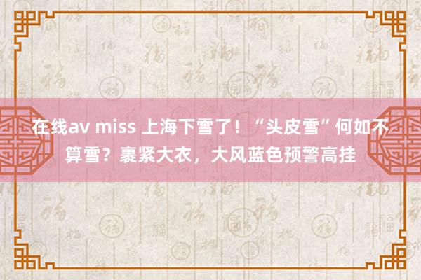 在线av miss 上海下雪了！“头皮雪”何如不算雪？裹紧大衣，大风蓝色预警高挂