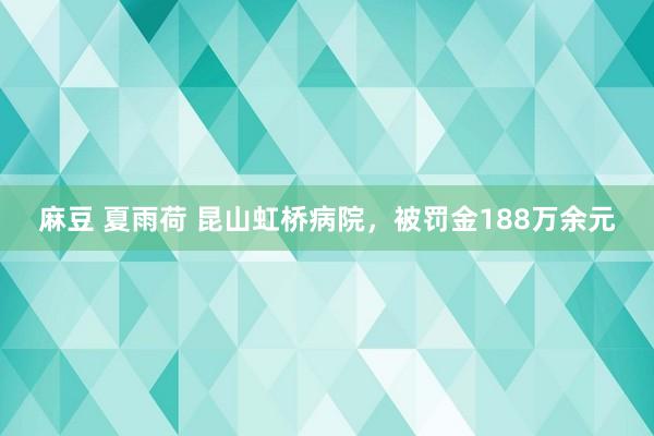 麻豆 夏雨荷 昆山虹桥病院，被罚金188万余元